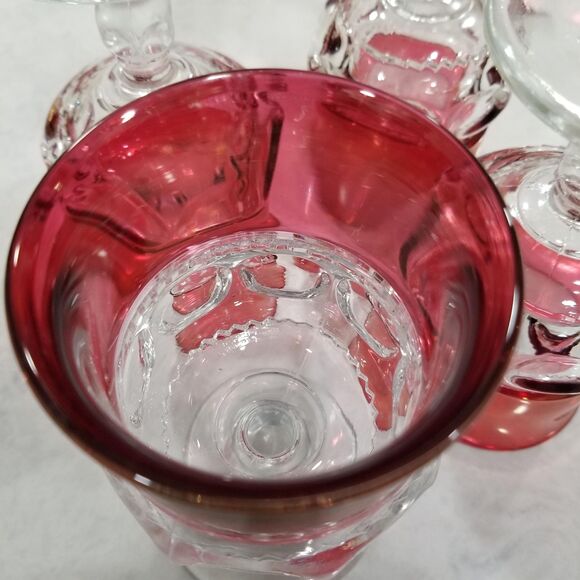 Indiana Glass Kings Crown Thumbprint water glass goblets vintage set of 4 - Picture 8 of 10